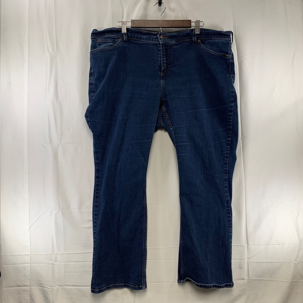 Duluth Trading‎ Co Jeans Womens 22W x 31 Dark Blue Straight Leg Stretch Denim